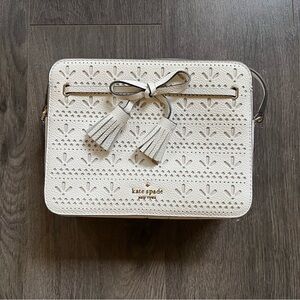 Kate Spade White Leather Hayes Camera Crossbody Bag